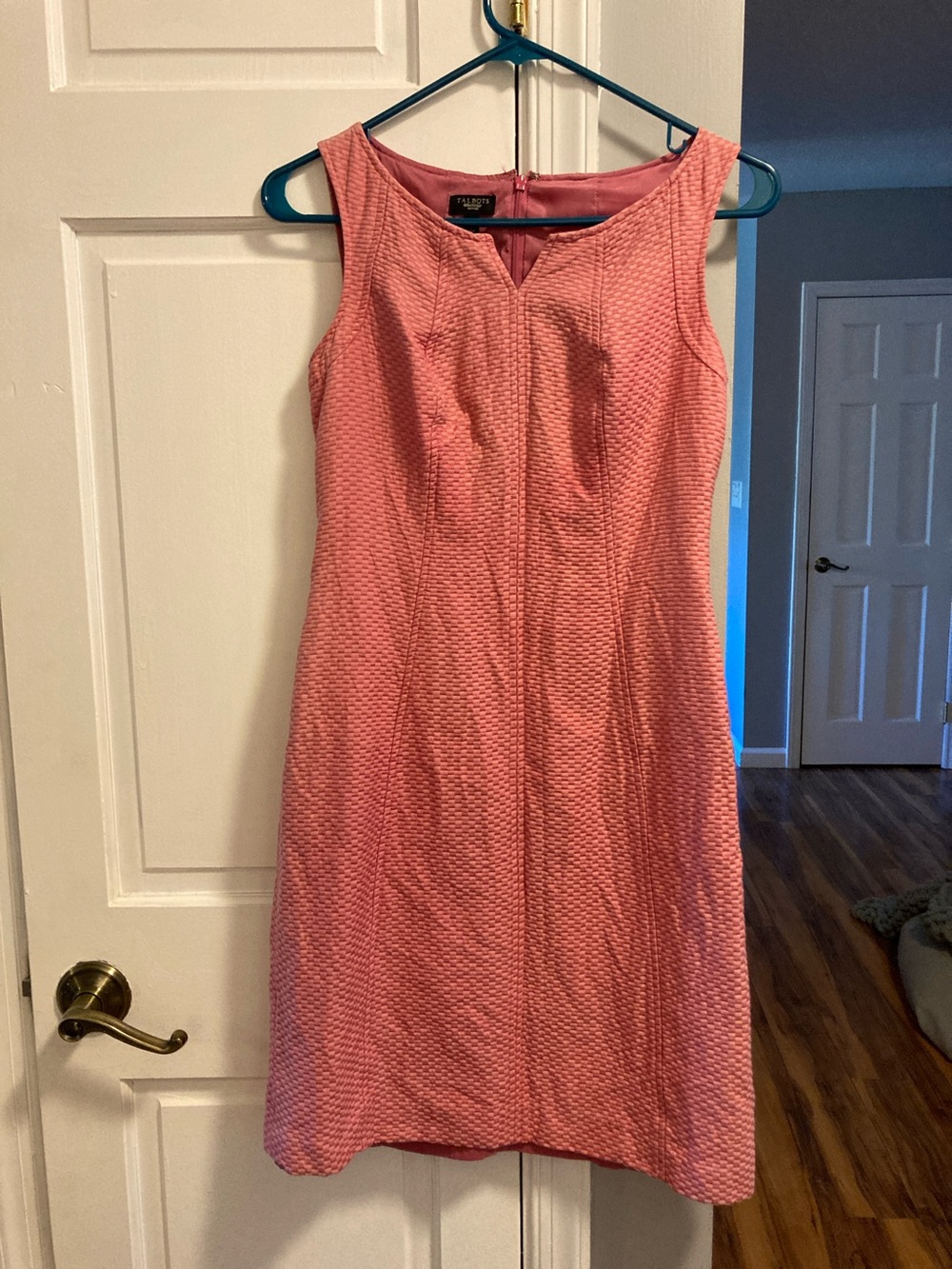 Talbots Pink Textured Sleeveless Midi Sheath Dress